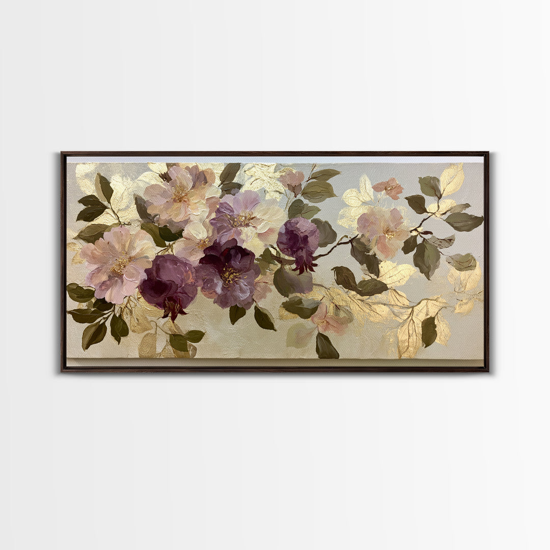 Pomegranate and Gold Leaf Botanical Study Canvas Print, Dining Room Art, Print, Dining Room Decor, Watercolor Art, Dining, DRA-2x1-52
