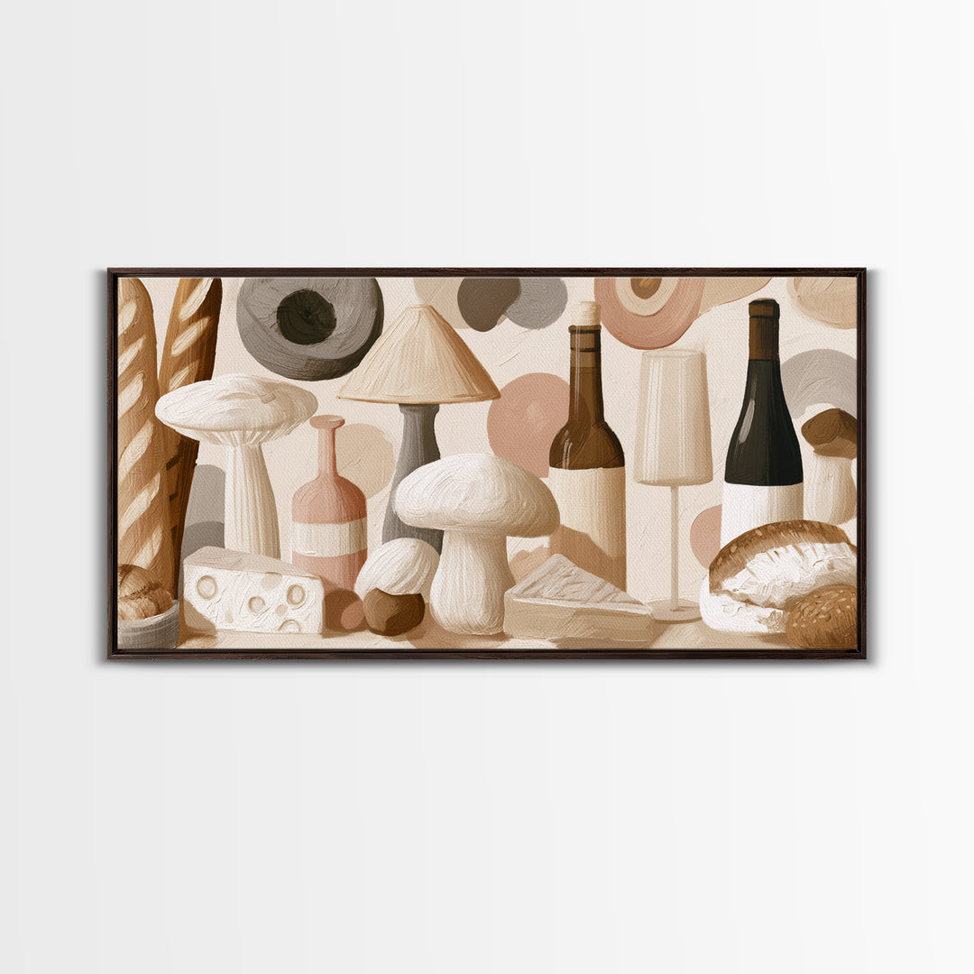 French Bistro Food Illustration Without Text Framed Canvas Print, Dining Room Art, Modern Decor, Dining Room Decor, Dining, DRA-2x1-6