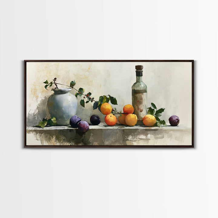 Peach and Plum Still Life Canvas Print, Dining Room Art, Canvas Wall Art, Dining Room Decor, Fine Art, Dining, Modern Wall Art, DRA-2x1-64