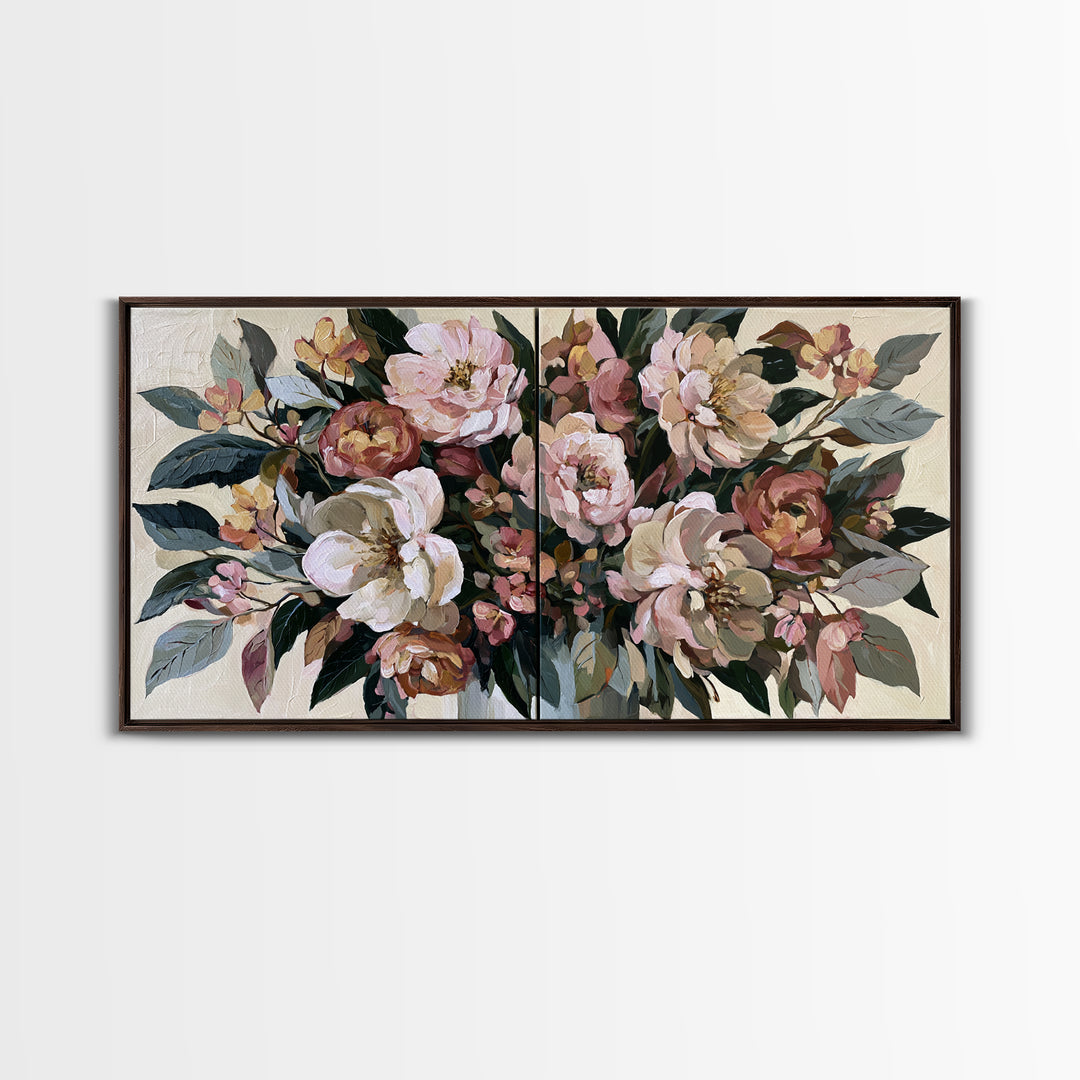 Large Expressive Flower Vase Canvas Print, Dining Room Art, Abstract Art, Dining Room Decor, Watercolor Art, Dining, DRA-2x1-68