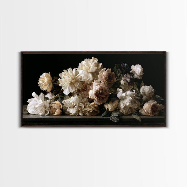 Moody Dark Background Bouquet for Formal Dining Canvas Print, Dining Room Art, Set of 3 Prints, Dining Room Decor, Dining, DRA-2x1-79