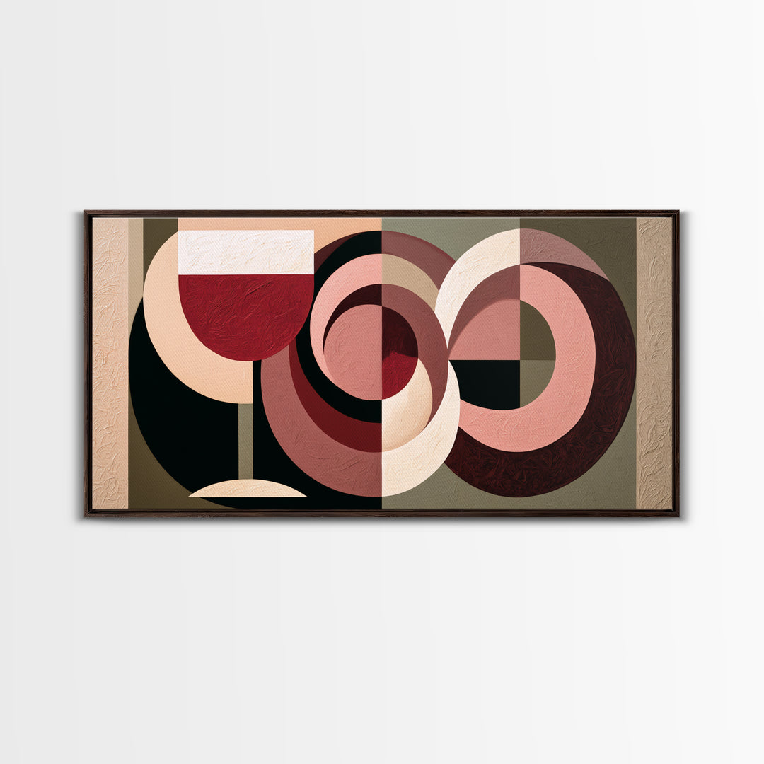 Abstract Red Wine Swirl Framed Canvas Print, Dining Room Art, Textured Painting, Dining Room Decor, Abstract Art, Dining, DRA-2x1-86