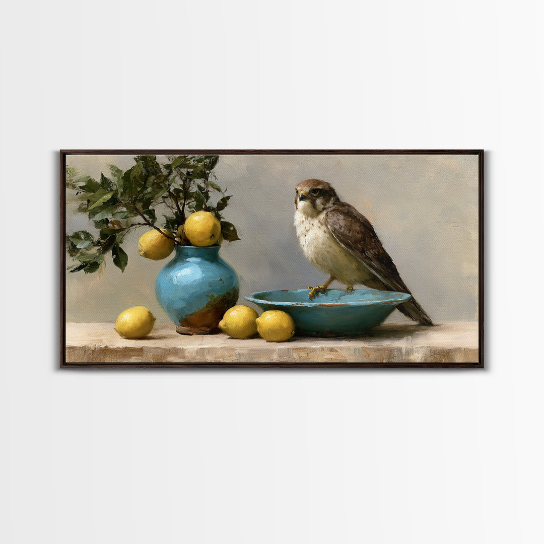 Italian Lemon Branch Framed Canvas Print, Dining Room Art, Canvas Wall Art, Dining Room Decor, Watercolor Art, Dining, DRA-2x1-97