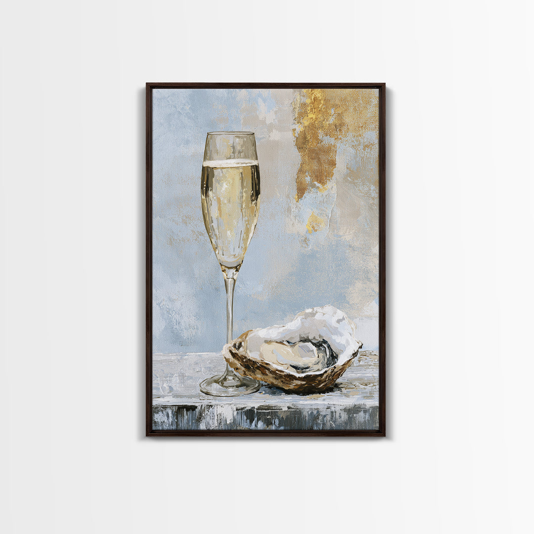 Elegant Oyster and Champagne Still Life Canvas Print, Dining Room Art, Bedroom Wall Art, Dining Room Decor, Fine Art, Dining, DRA-2x3-15