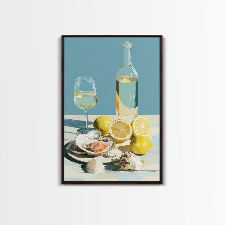 Shellfish and Lemon Still Life Framed Canvas Print, Dining Room Art, Living Room Decor, Dining Room Decor, Fine Art, Dining, DRA-2x3-24