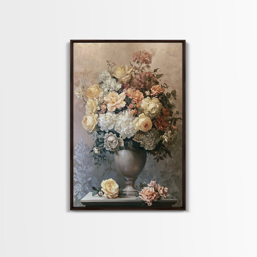 Classic Dutch Feast Arrangement Framed Canvas Print, Dining Room Art, Watercolor Painting, Dining Room Decor, Fine Art, Dining, DRA-2x3-3