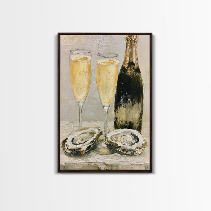 Elegant Oyster and Champagne Still Life Canvas Print, Dining Room Art, Wall Decor, Dining Room Decor, Fine Art, Dining, DRA-2x3-39