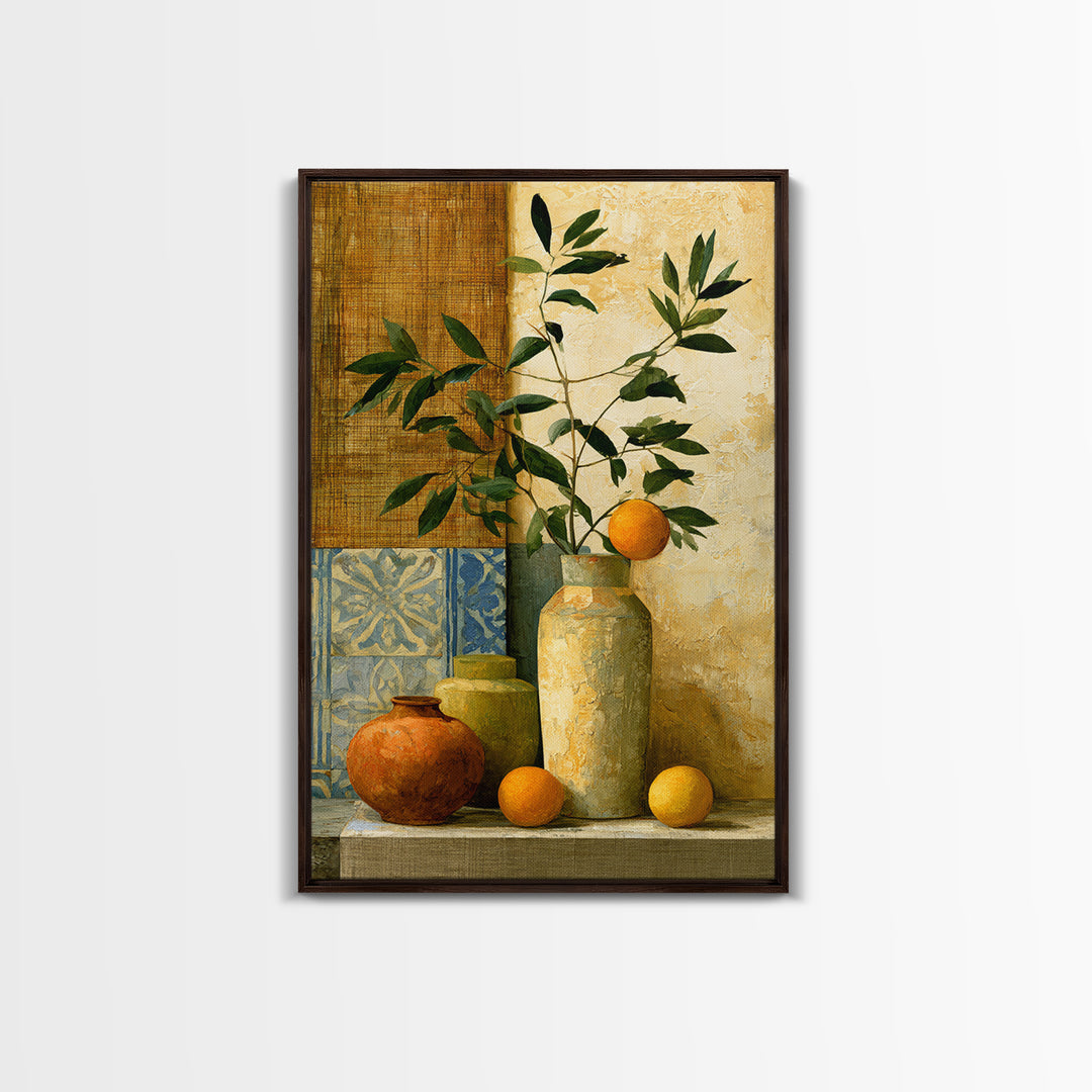 Mediterranean Olive Branch and Citrus Arrangement Canvas Print, Dining Room Art, Bedroom Wall Art, Dining Room Decor, Dining, DRA-2x3-44