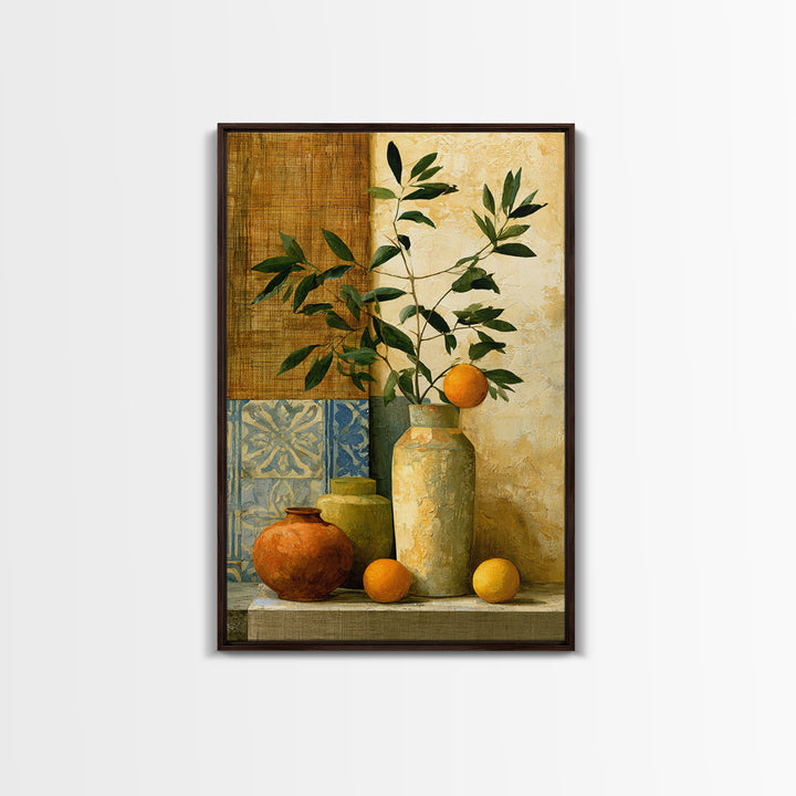 Mediterranean Olive Branch and Citrus Arrangement Canvas Print, Dining Room Art, Bedroom Wall Art, Dining Room Decor, Dining, DRA-2x3-44