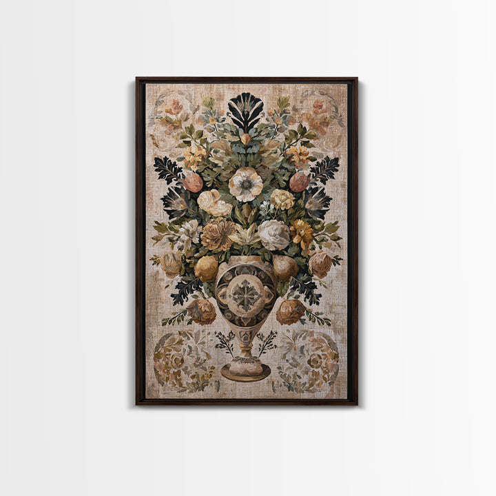 Classic Dutch Feast Arrangement Framed Canvas Print, Dining Room Art, Food Art, Dining Room Decor, Oil Painting, Dining, DRA-2x3-51