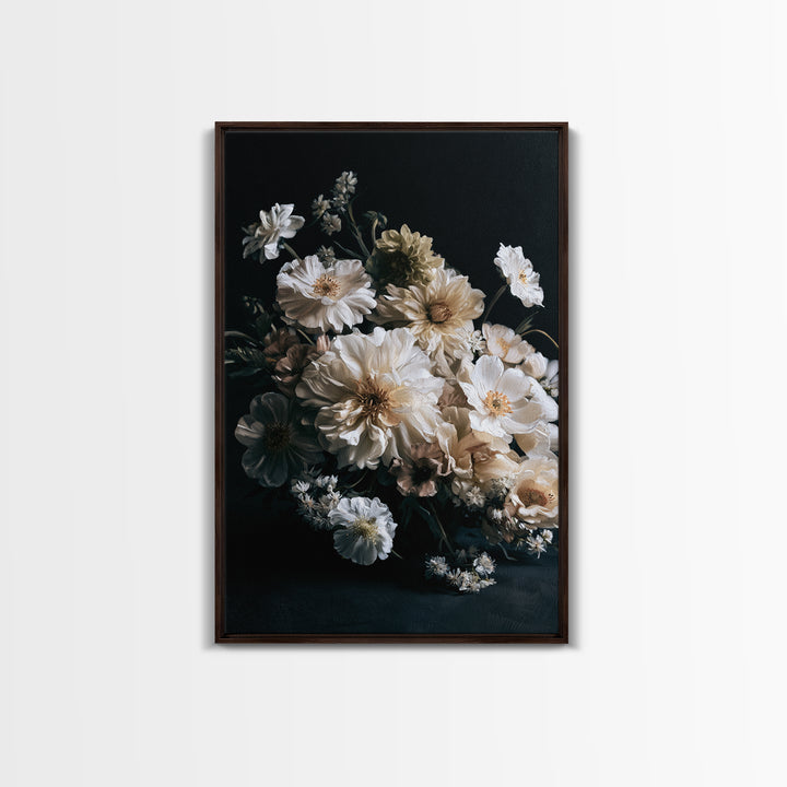 Moody Dark Background Bouquet for Formal Dining Canvas Print, Dining Room Art, Luxury Decor, Dining Room Decor, Dining, DRA-2x3-67