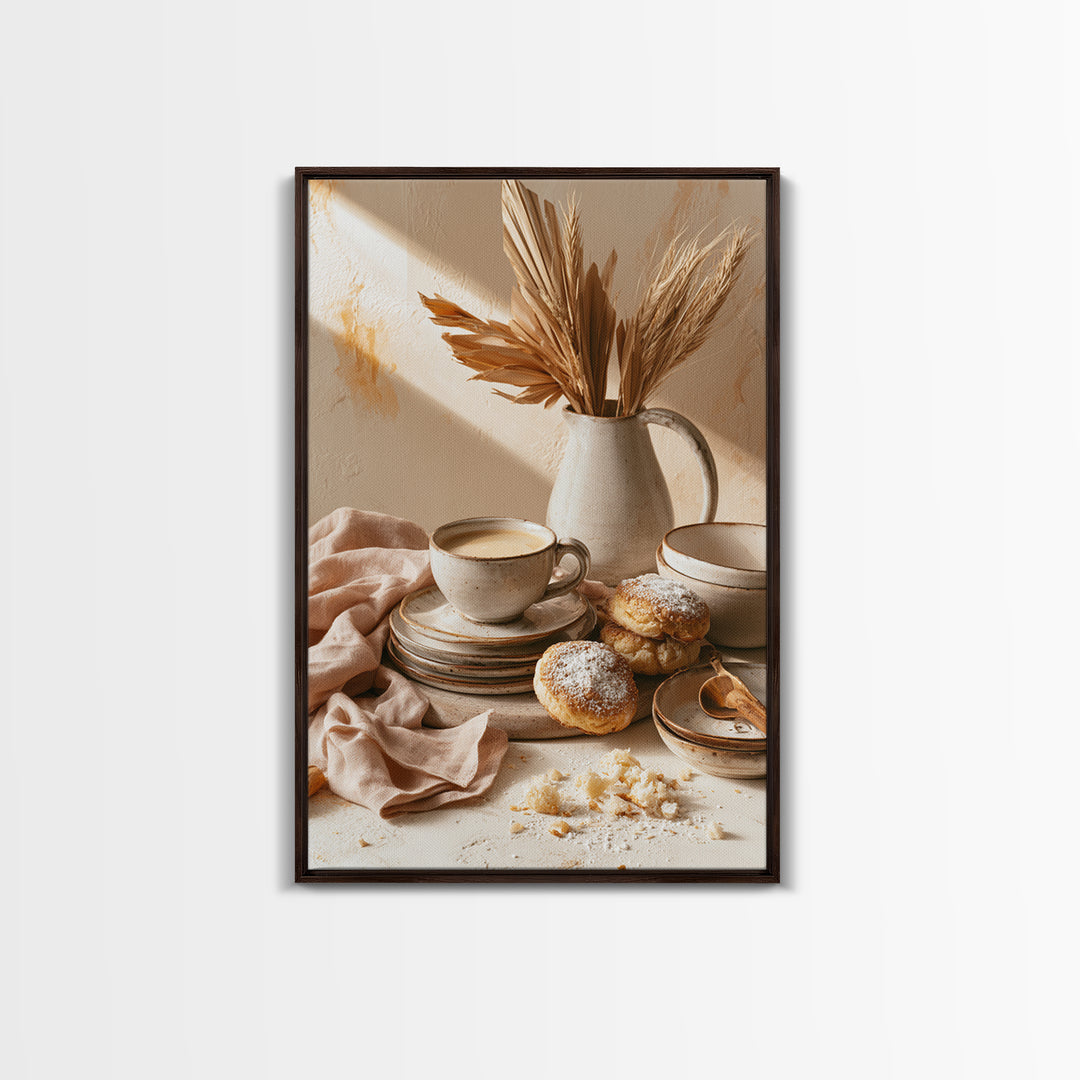 Coffee and Pastry Scene for Breakfast Nook Canvas Print, Dining Room Art, Textured Painting, Dining Room Decor, Dining, DRA-2x3-70