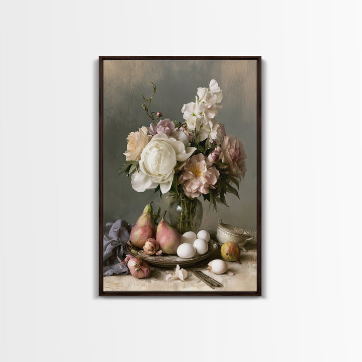 Classic Dutch Feast Arrangement Framed Canvas Print, Dining Room Art, Room Decor, Dining Room Decor, Fine Art, Dining, DRA-2x3-75
