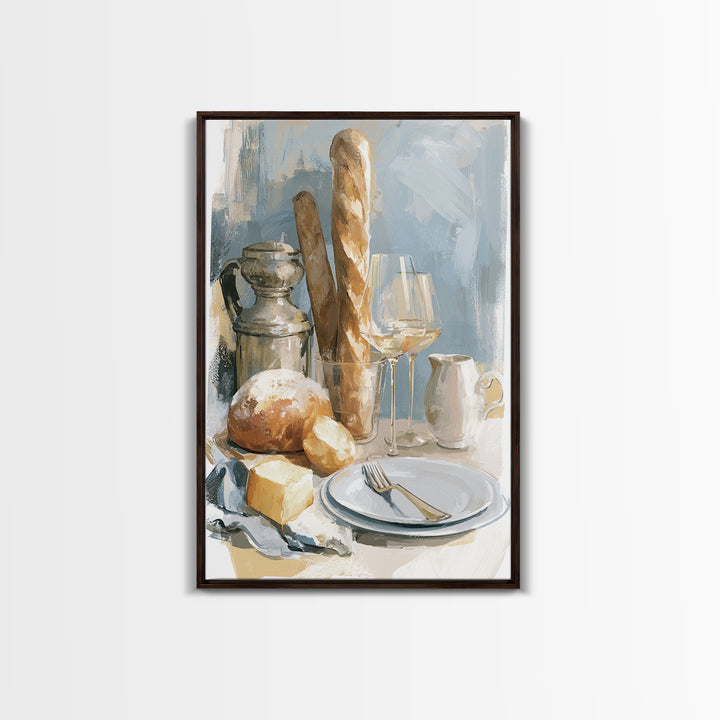 French Bistro Food Illustration Without Text Framed Canvas Print, Dining Room Art, Home Decor, Dining Room Decor, Dining, DRA-2x3-90