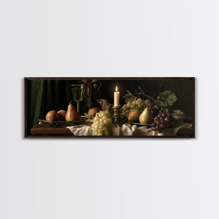 Classical Fruit Still Life Framed Canvas Print, Dining Room Art, Kitchen Wall Art, Dining Room Decor, Fine Art, Dining, DRA-3x1-17