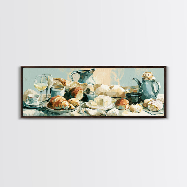 French Bistro Food Illustration Without Text Framed Canvas Print, Dining Room Art, Wall Art, Dining Room Decor, Dining, DRA-3x1-2