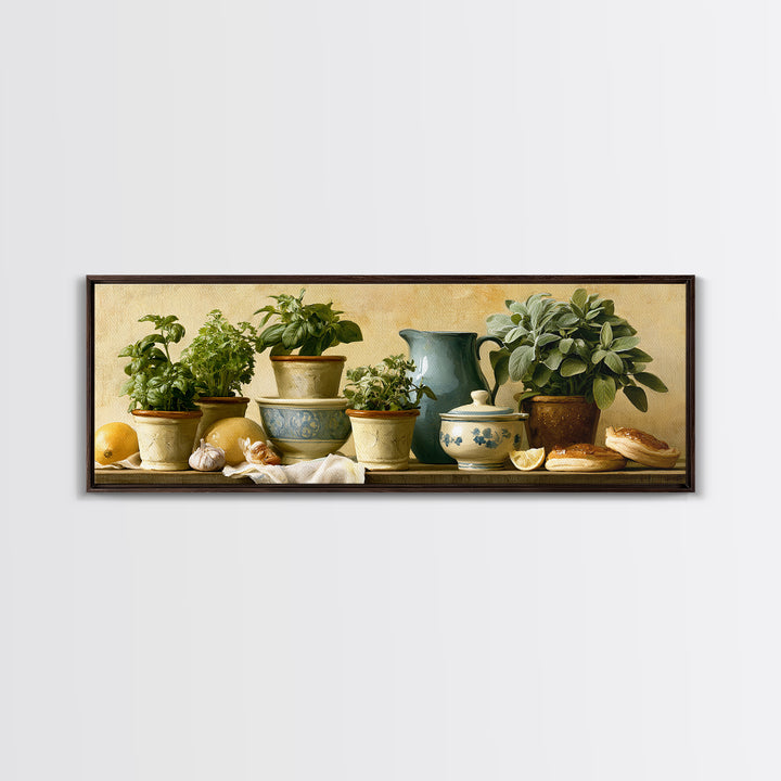 Modern Kitchen Herbs Canvas Print, Dining Room Art, Printable Art, Dining Room Decor, Abstract Art, Dining, Coastal Wall Art, DRA-3x1-25
