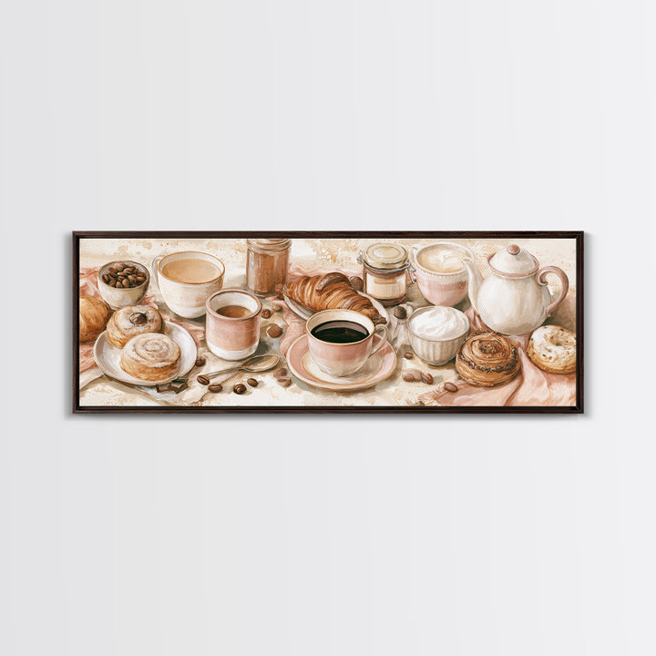 Coffee and Pastry Scene for Breakfast Nook Canvas Print, Dining Room Art, Modern Wall Art, Dining Room Decor, Fine Art, Dining, DRA-3x1-54