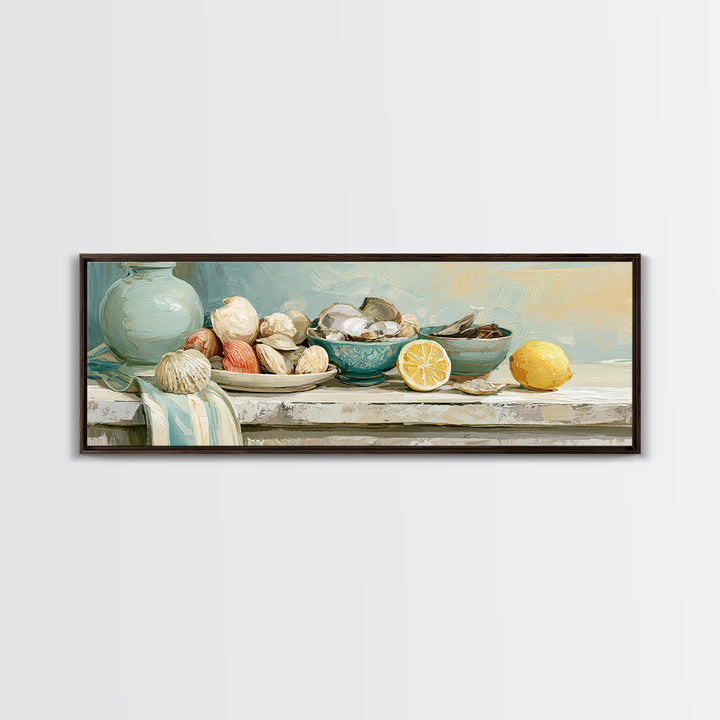 Shellfish and Lemon Still Life Canvas Print, Dining Room Art, Wall Art, Dining Room Decor, Fine Art, Dining, Printable Art, DRA-3x1-80