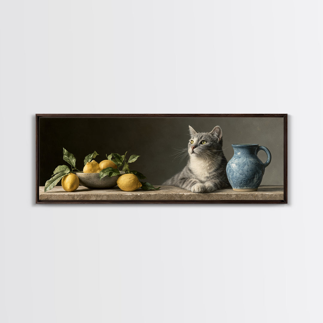 Italian Lemon Branch Canvas Print, Dining Room Art, Kitchen Wall Decor, Dining Room Decor, Oil Painting, Dining, DRA-3x1-93