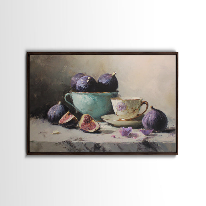 Pomegranate and Gold Leaf Botanical Study Canvas Print, Dining Room Art, Print, Dining Room Decor, Oil Painting, Dining, DRA-3x2-12