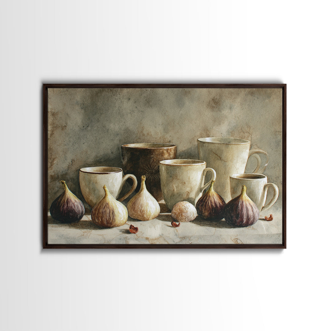 Coffee and Pastry Scene for Breakfast Nook Framed Canvas Print, Dining Room Art, Fall Decor, Dining Room Decor, Dining, DRA-3x2-18