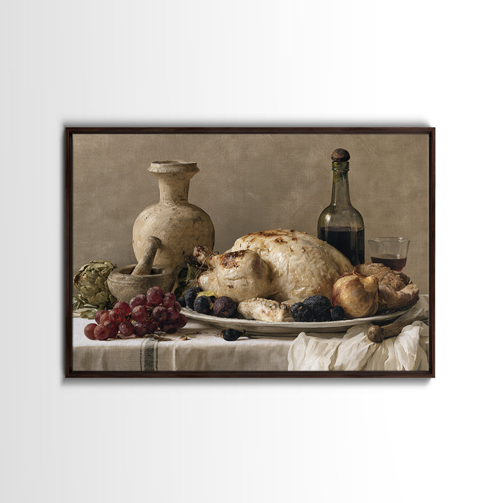 Classic Dutch Feast Arrangement Framed Canvas Print, Dining Room Art, Canvas Wall Art, Dining Room Decor, Fine Art, Dining, DRA-3x2-23