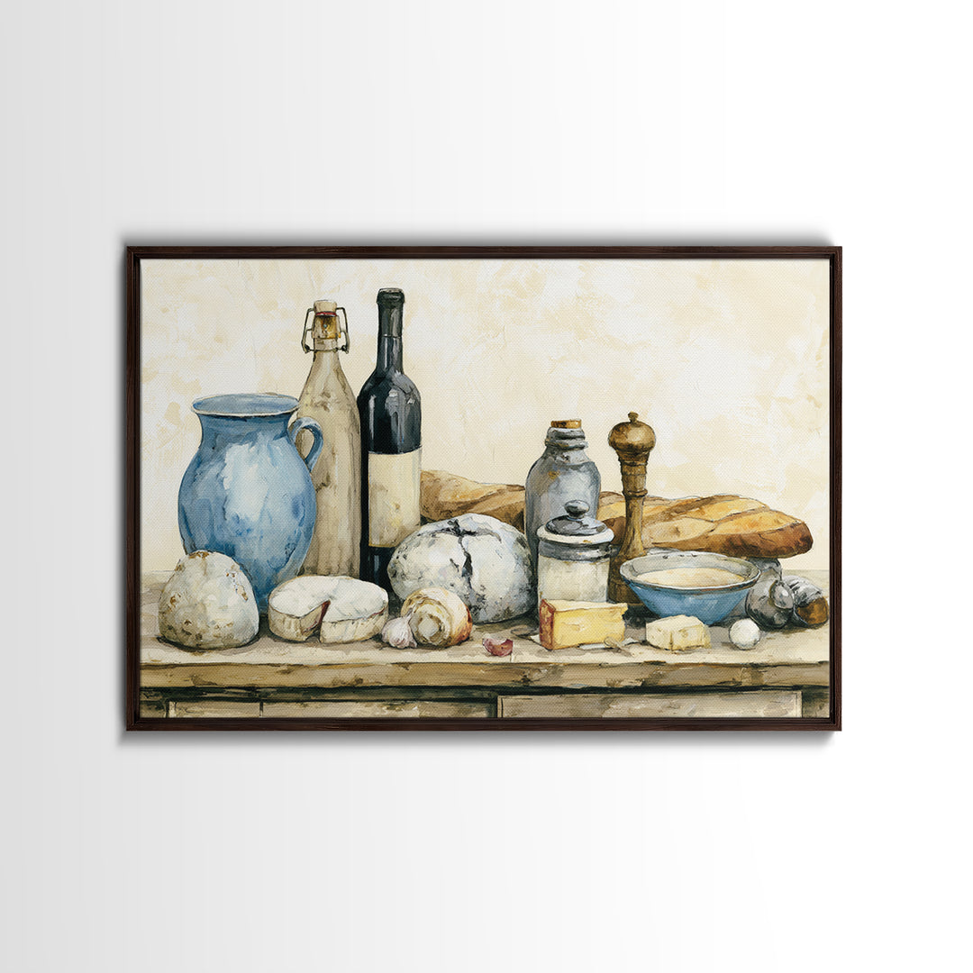 French Bistro Food Illustration Without Text Canvas Print, Dining Room Art, Abstract Art, Dining Room Decor, Fine Art, Dining, DRA-3x2-62