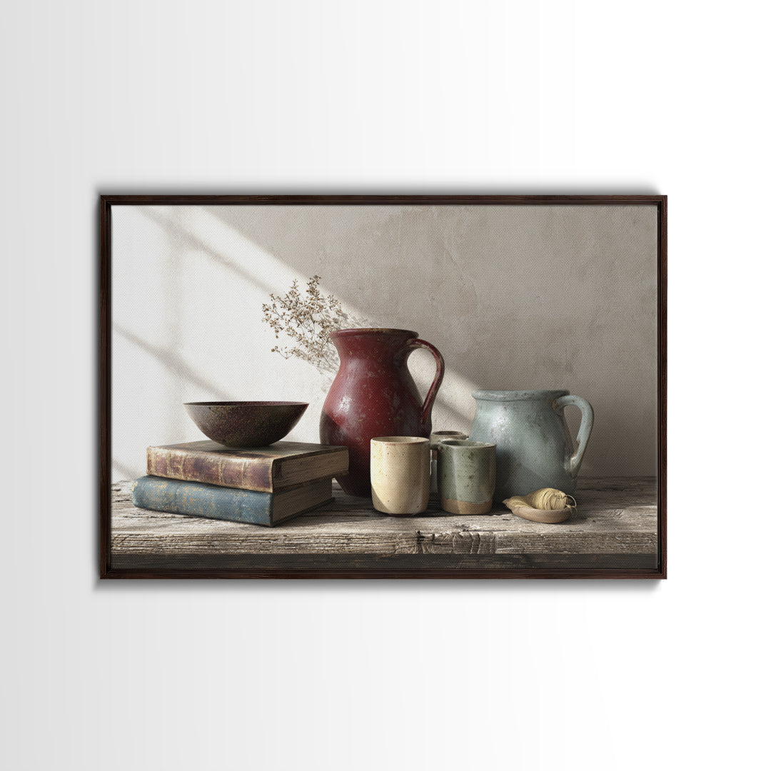 Sunlit Farmhouse Table Objects Without Room View Canvas Print, Dining Room Art, Living Room Decor, Dining Room Decor, Dining, DRA-3x2-69