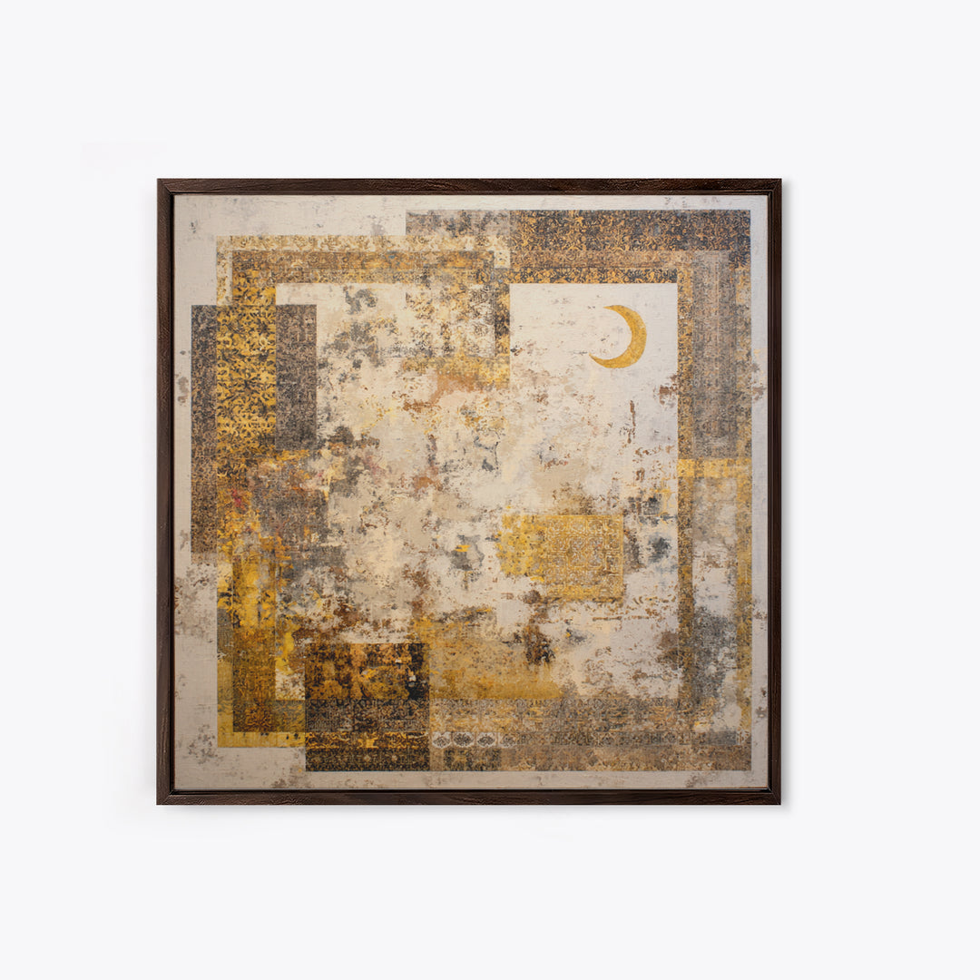 Abstract Shapes Layered Framed Canvas Print, Eclectic Art, Boho Decor, Living Room Decor, Abstract Art, Eclectic, Home Decor, ECL-1x1-100