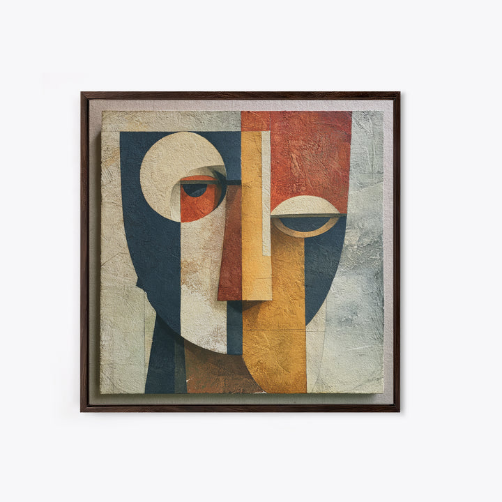 Abstract Mask with Playful Textures Framed Canvas Print, Eclectic Art, Living Room Decor, Abstract Art, Eclectic, ECL-1x1-44