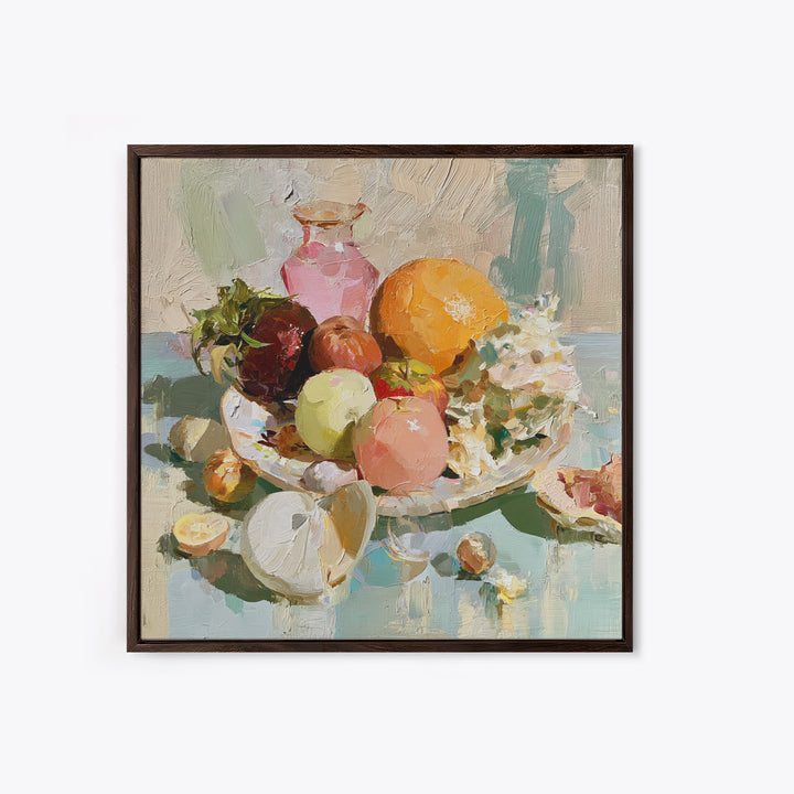Bold Maximalist Still Life Framed Canvas Print, Eclectic Art, Modern Decor, Living Room Decor, Oil Painting, Eclectic, ECL-1x1-51