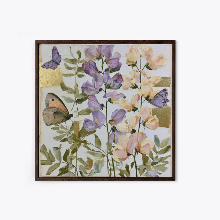 Botanical Collage with Butterflies and Old Paper Canvas Print, Eclectic Art, Digital Prints, Living Room Decor, Eclectic, ECL-1x1-61