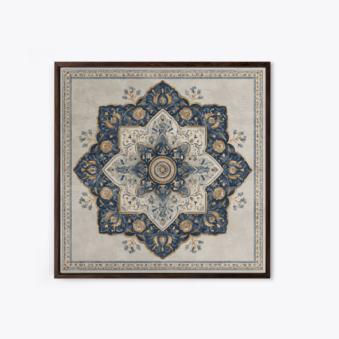 Layered Tapestry Pattern Framed Canvas Print, Eclectic Art, Portrait, Living Room Decor, Fine Art, Eclectic, Modern Decor, ECL-1x1-64