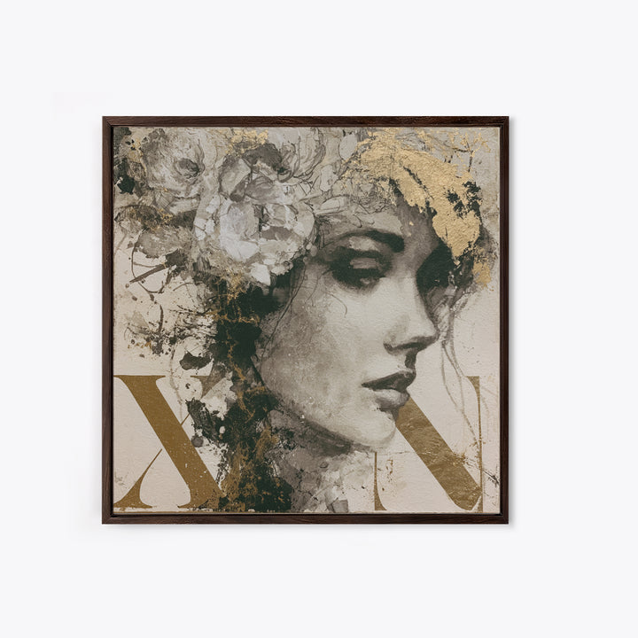 Mixed Media Woman Framed Canvas Print, Eclectic Art, Art Print, Living Room Decor, Oil Painting, Eclectic, Portrait, ECL-1x1-8
