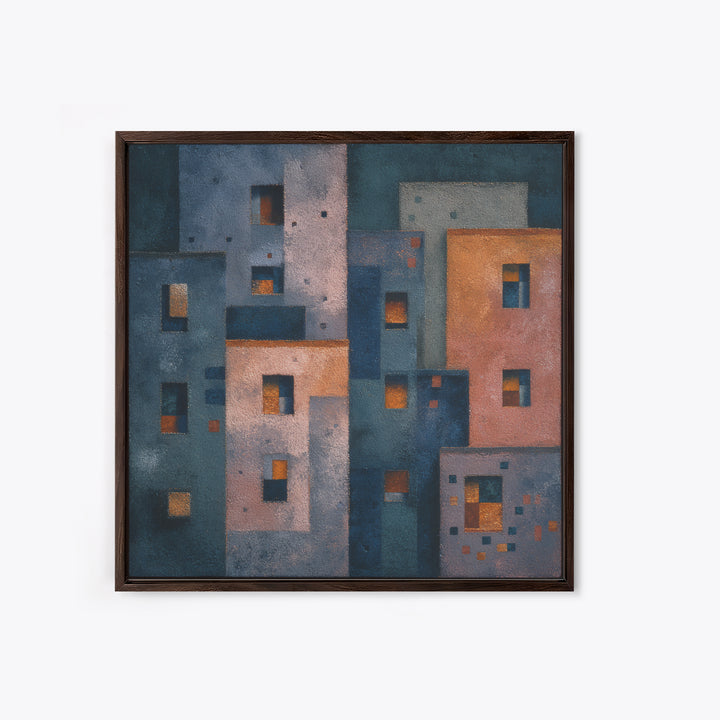 Playful Checkerboard Landscape Canvas Print, Eclectic Art, Boho, Living Room Decor, Oil Painting, Eclectic, Unique Wall Art, ECL-1x1-81