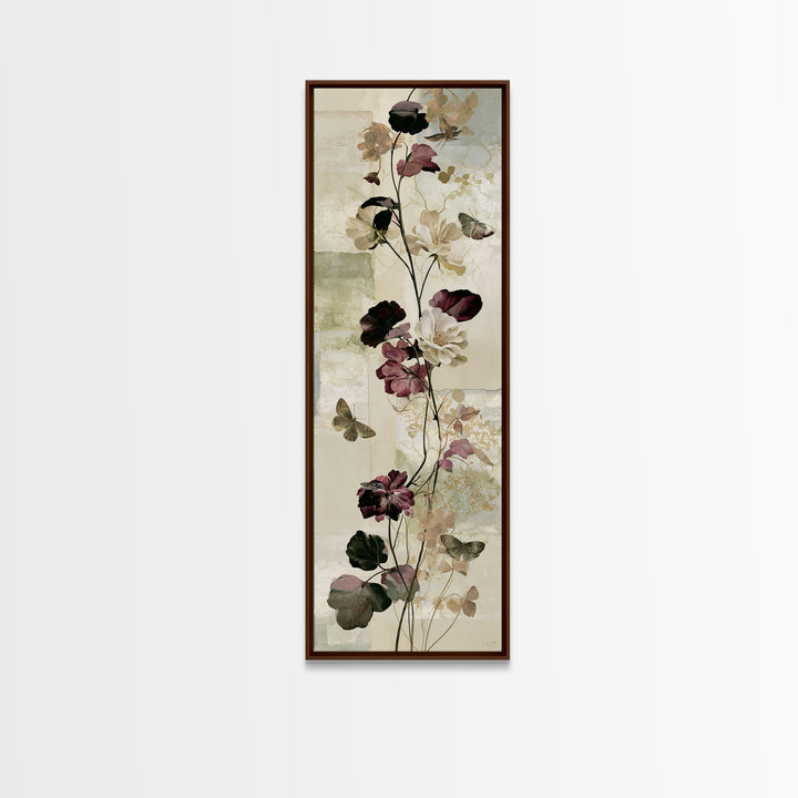 Botanical Collage with Butterflies and Old Paper Canvas Print, Eclectic Art, Wall Art, Living Room Decor, Fine Art, Eclectic, ECL-1x3-1