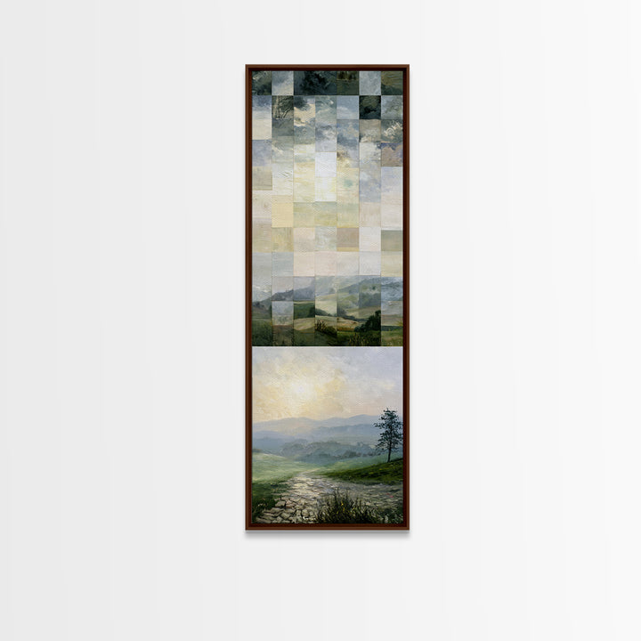 Bohemian Patchwork Landscape Canvas Print, Eclectic Art, Artwork, Living Room Decor, Eclectic, Boho Decor, Gallery Decor, ECL-1x3-12