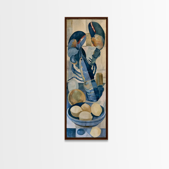 Unexpected Lobster and Lemons Still Life Framed Canvas Print, Eclectic Art, Living Room Decor, Oil Painting, Eclectic, ECL-1x3-30