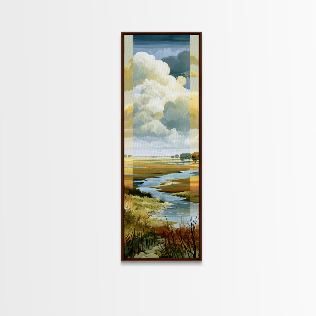 Playful Checkerboard Landscape Framed Canvas Print, Eclectic Art, Large Wall Art, Living Room Decor, Fine Art, Eclectic, ECL-1x3-45