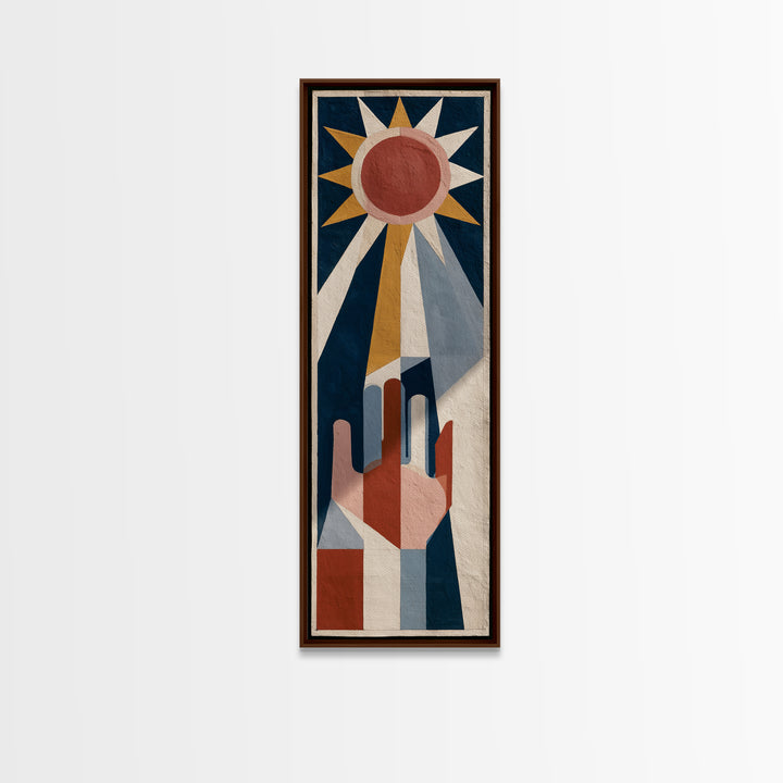 Geometric Sun and Hand Motif Canvas Print, Eclectic Art, Digital Prints, Living Room Decor, Fine Art, Eclectic, Original Art, ECL-1x3-51