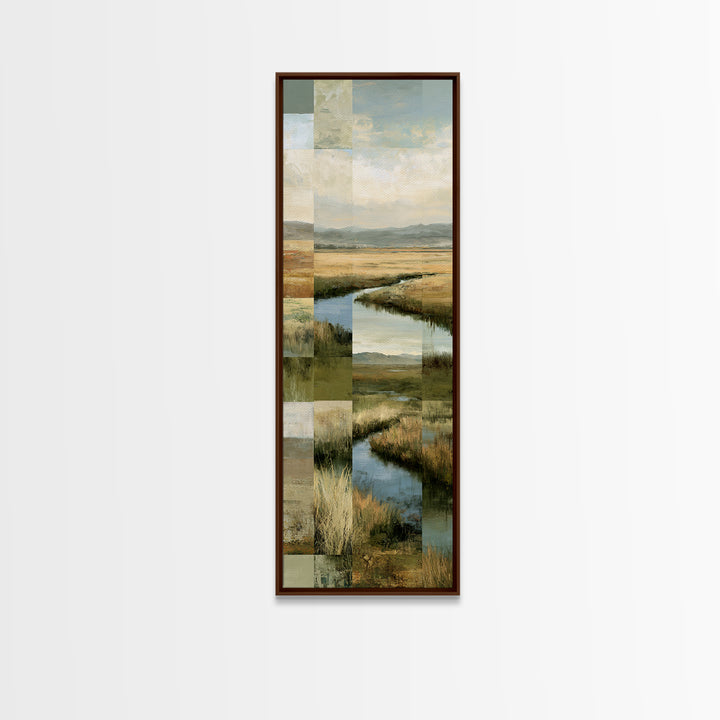 Bohemian Patchwork Landscape Canvas Print, Eclectic Art, Unique Wall Art, Living Room Decor, Fine Art, Eclectic, Home Decor, ECL-1x3-60