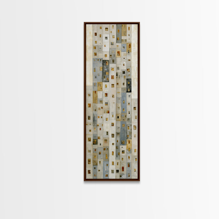 Naive Cityscape with Patterned Windows Canvas Print, Eclectic Art, Textured Painting, Living Room Decor, Fine Art, Eclectic, ECL-1x3-72