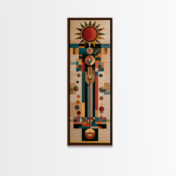 Geometric Sun and Hand Motif Framed Canvas Print, Eclectic Art, Wall Art Prints, Living Room Decor, Fine Art, Eclectic, ECL-1x3-75