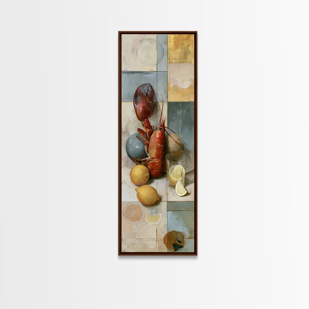 Unexpected Lobster and Lemons Still Life Canvas Print, Eclectic Art, Art, Living Room Decor, Fine Art, Eclectic, Large Wall Art, ECL-1x3-78