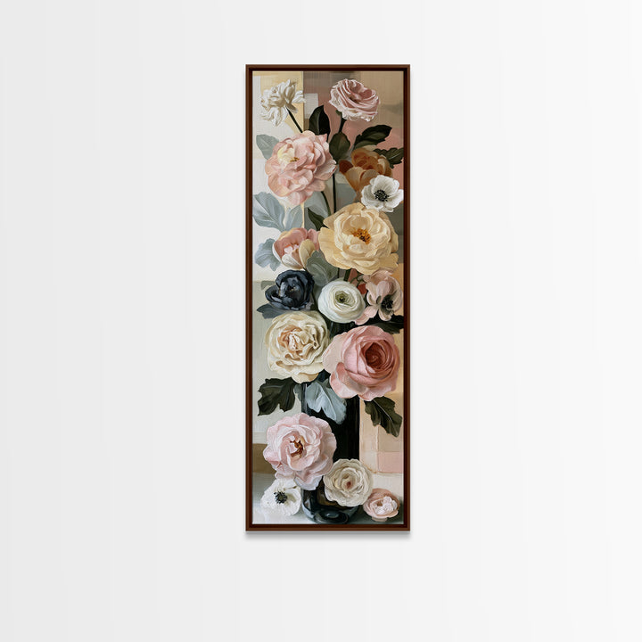 Retro Futurist Vase of Flowers Canvas Print, Eclectic Art, Living Room Decor, Watercolor Art, Eclectic, Abstract Art, ECL-1x3-94