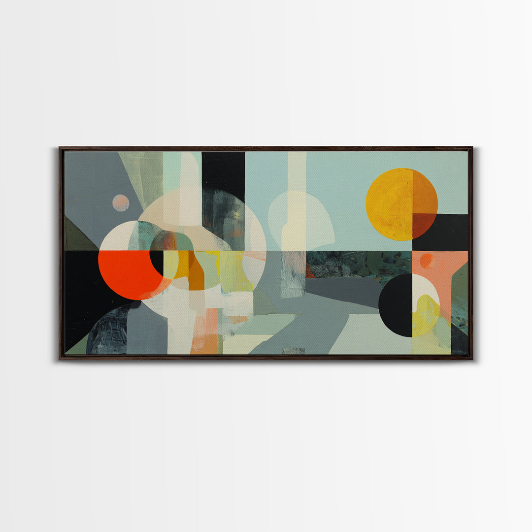 Geometric Sun and Hand Motif Framed Canvas Print, Eclectic Art, Digital Prints, Living Room Decor, Abstract Art, Eclectic, ECL-2x1-35