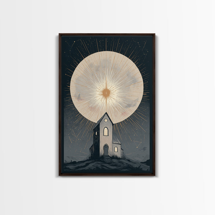 Folk Art House Canvas Print, Eclectic Art, Digital Print, Living Room Decor, Eclectic, Fine Art Print, Statement Artwork, ECL-2x3-15