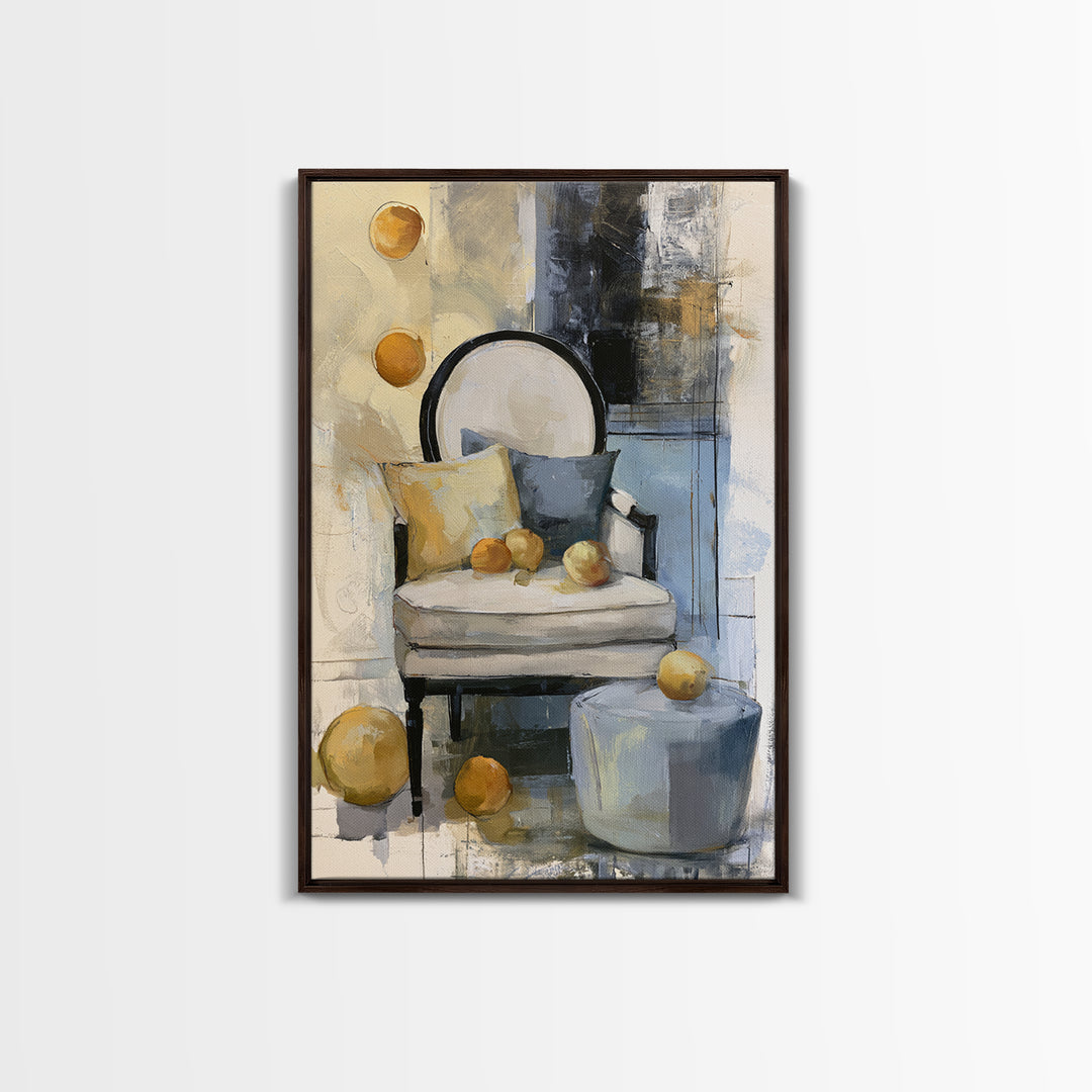 Whimsical Chair Still Life Framed Canvas Print, Eclectic Art, Original Painting, Living Room Decor, Fine Art, Eclectic, ECL-2x3-22