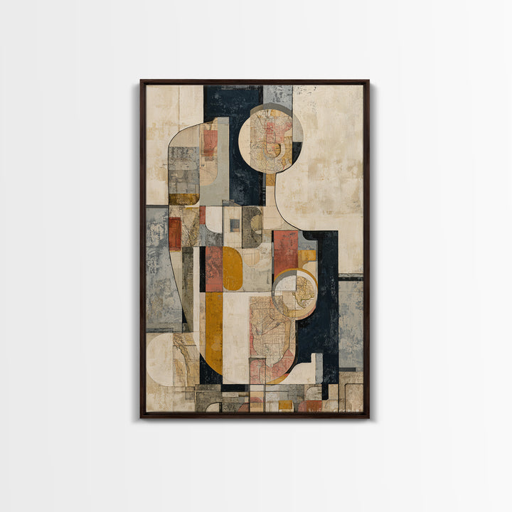Abstract Shapes Layered Framed Canvas Print, Eclectic Art, Digital Prints, Living Room Decor, Abstract Art, Eclectic, ECL-2x3-36
